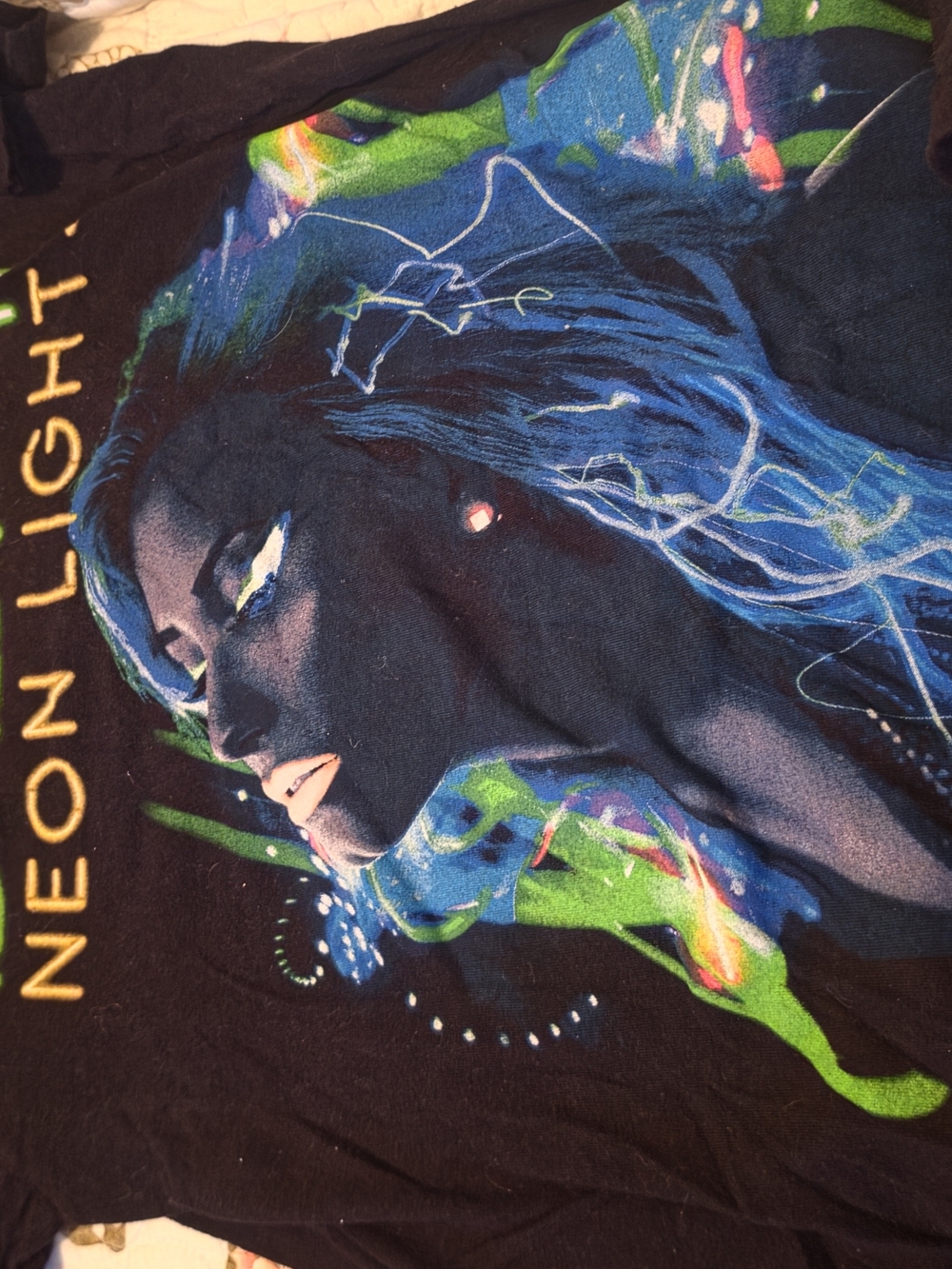 Neon Light Graphic Demi Lovato  - Black with Neon Print